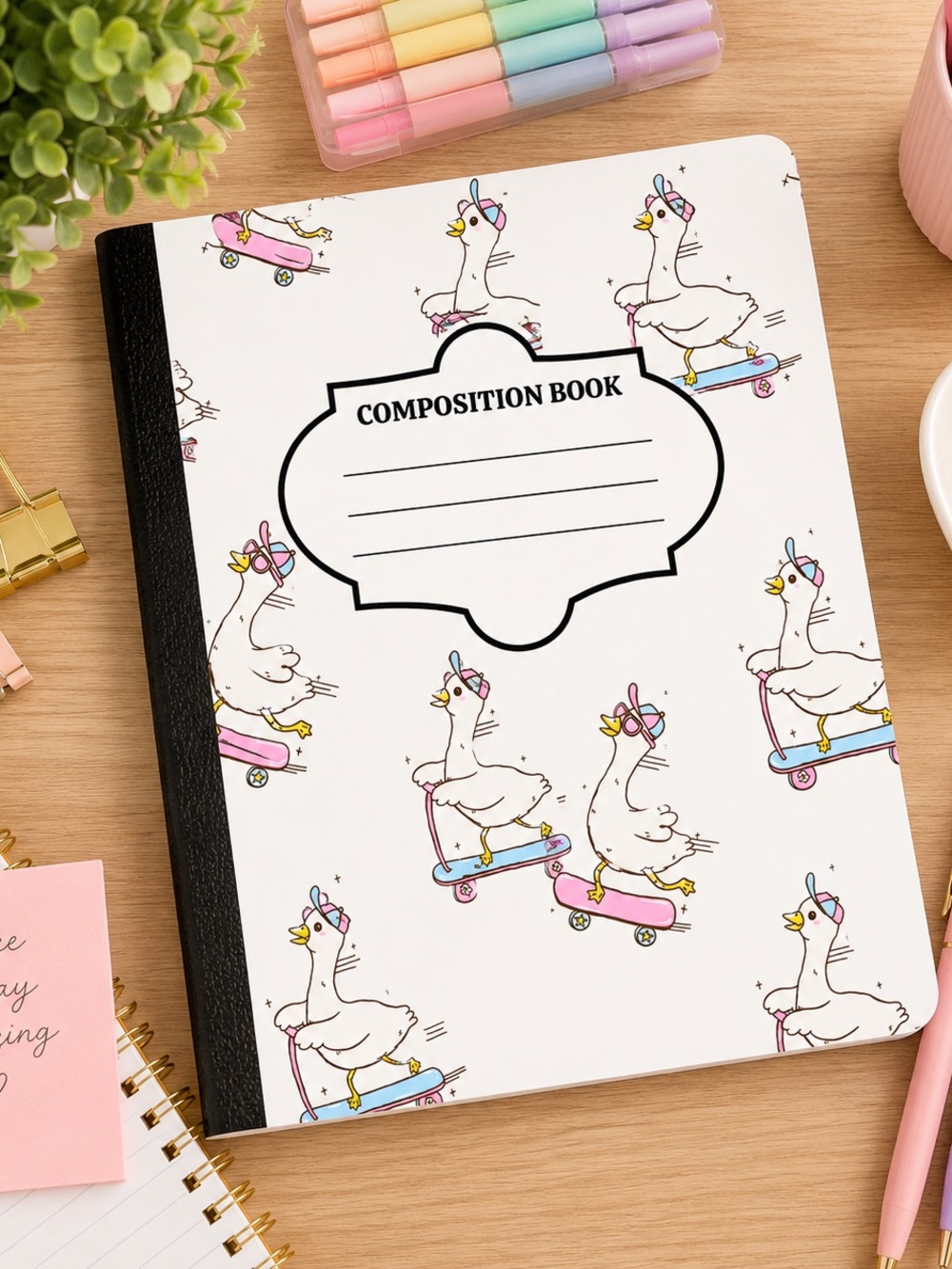 Custom Goose Scooter Composition Notebook